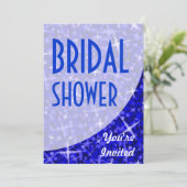 Glitz Dark Blue curve 'Bridal Shower' invitation (Standing Front)