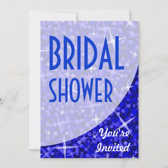 Glitz Dark Blue curve 'Bridal Shower' invitation (Front)