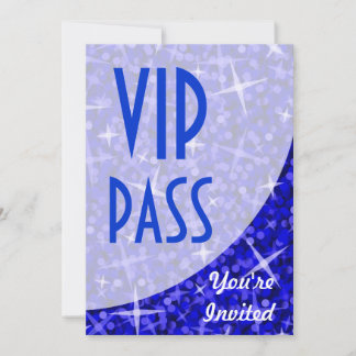 Glitz Dark Blue curve "VIP Pass" invitation