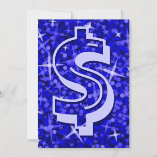 Glitz Dark Blue dollar '$' invitation