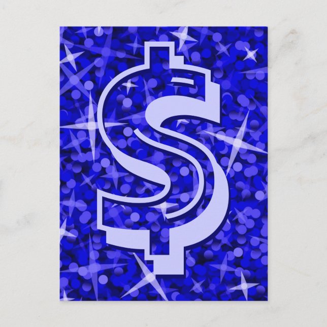 Glitz Dark Blue dollar '$' postcard (Front)