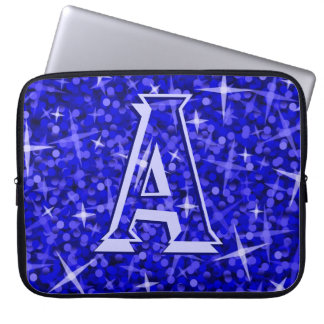 Glitz Dark Blue 'monogram' laptop sleeve 15 inch