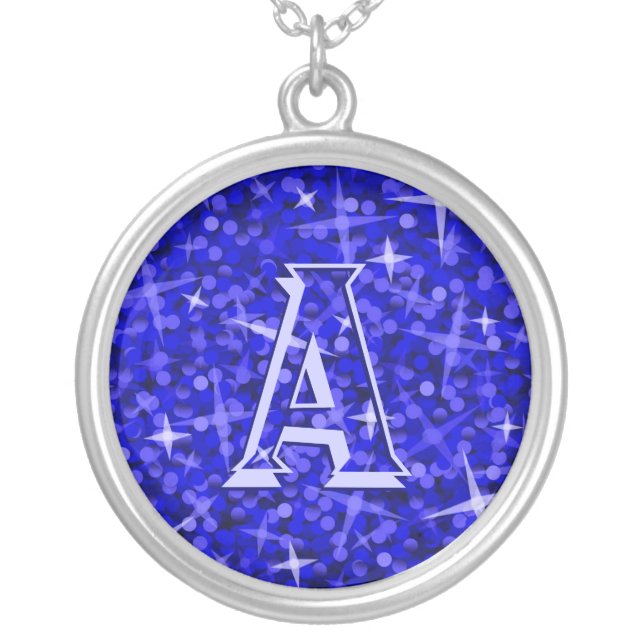 Glitz Dark Blue 'monogram' necklace (Front)