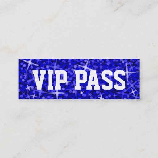Customizable Glitz Dark Blue 'VIP PASS' business card skinny