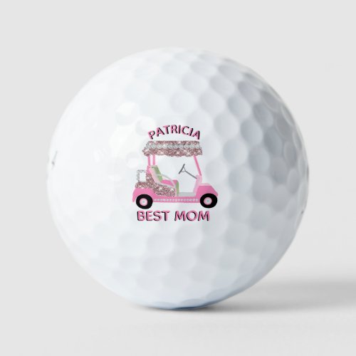 Glitz Fun Glam Rose Gold Best Mom Cart    Golf Balls