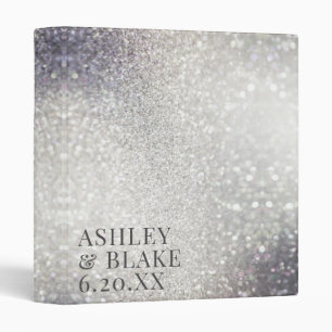 Glitz Glam Abstract Silver Glitter Wedding Planner 3 Ring Binder