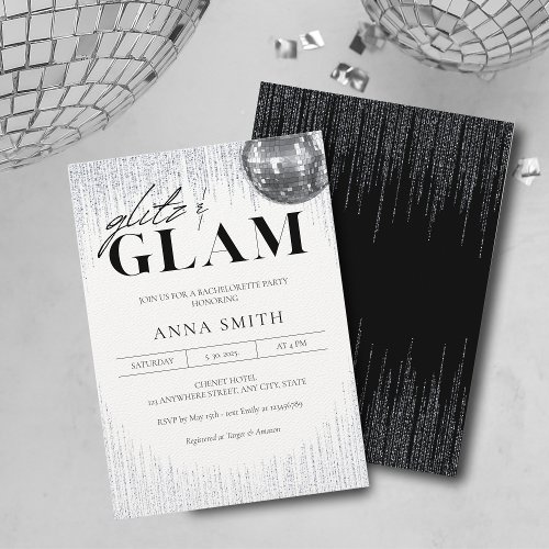 Glitz  Glam Disco Bachelorette Party Invitation