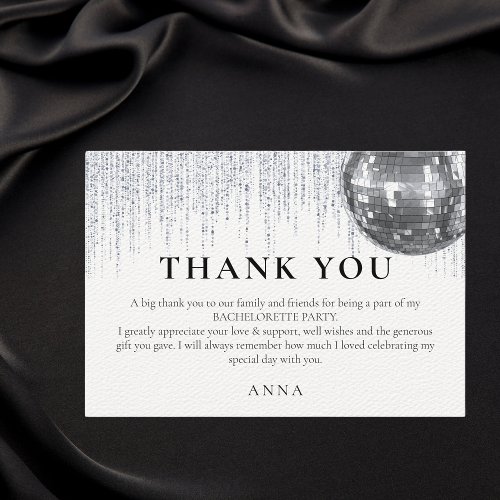 Glitz  Glam Disco Themed Bachelorette Thank You Card