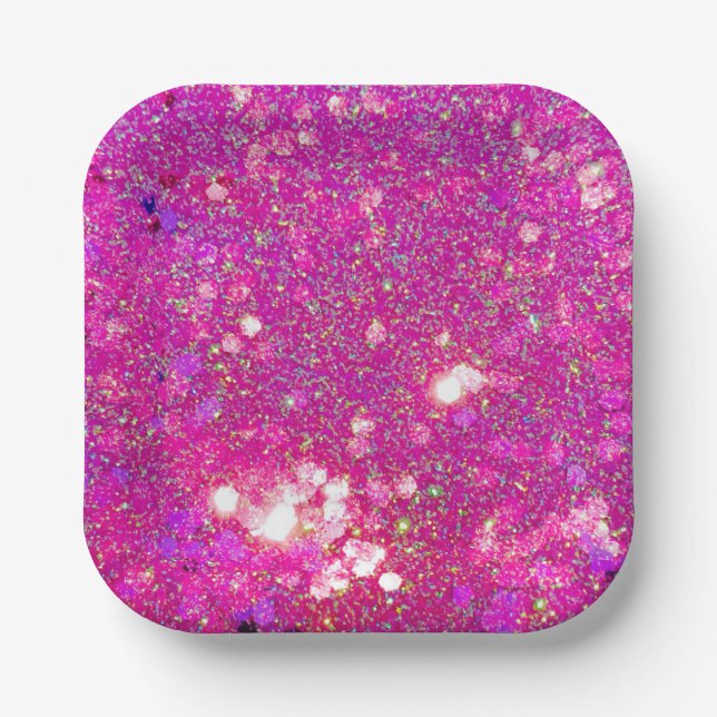 Glitz Glam Glitter Pink Aurora Party Paper Plates! Plates (Front)