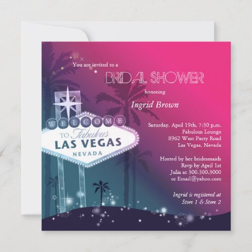 Glitz &amp; Glam Las Vegas Bridal Shower Invitations