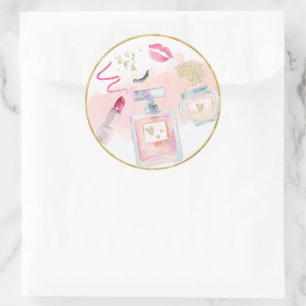 Glitz & Glam Pink Gold Spa Birthday Classic Round Sticker