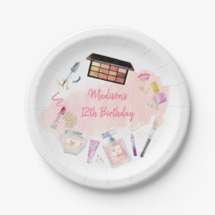 Glitz & Glam Pink Gold Spa Birthday Paper Plates