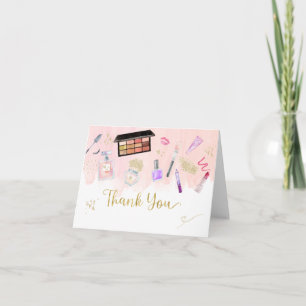 Glitz & Glam Pink Gold Spa Birthday Thank You Card