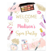 Glitz & Glam Pink Gold Spa Birthday Welcome Poster