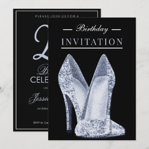 Glitz & Glamor Blue 25th Birthday Invitation