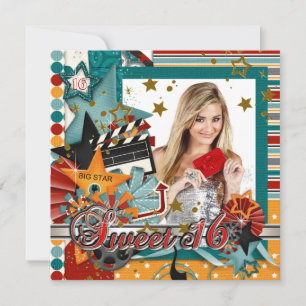 Glitz Glamor Movie Star Sweet 16 Invitations