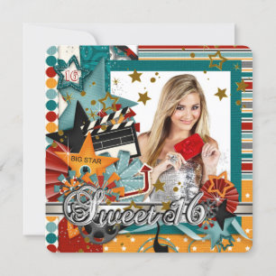 Glitz Glamor Movie Star Sweet 16 Invitations