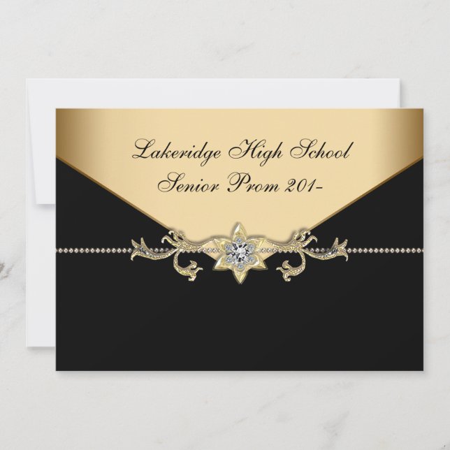 Glitz Glamour Black Tie Prom Invitation (Front)