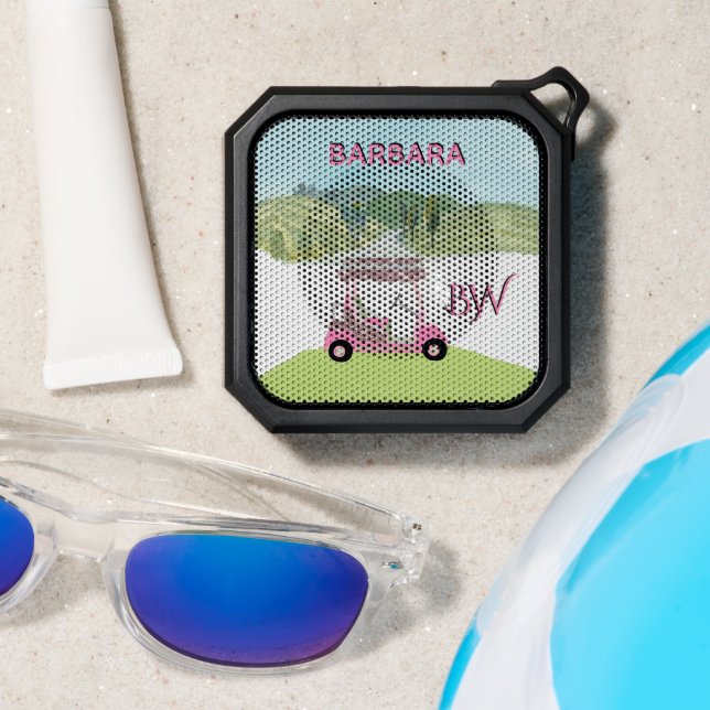 Glitz Glamour Golf Cart with Clubs Monogram Bluetooth Speaker (Insitu(Beach))