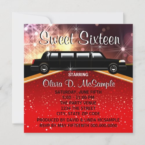 Glitz Glamour Red Carpet Movie Star Invitations