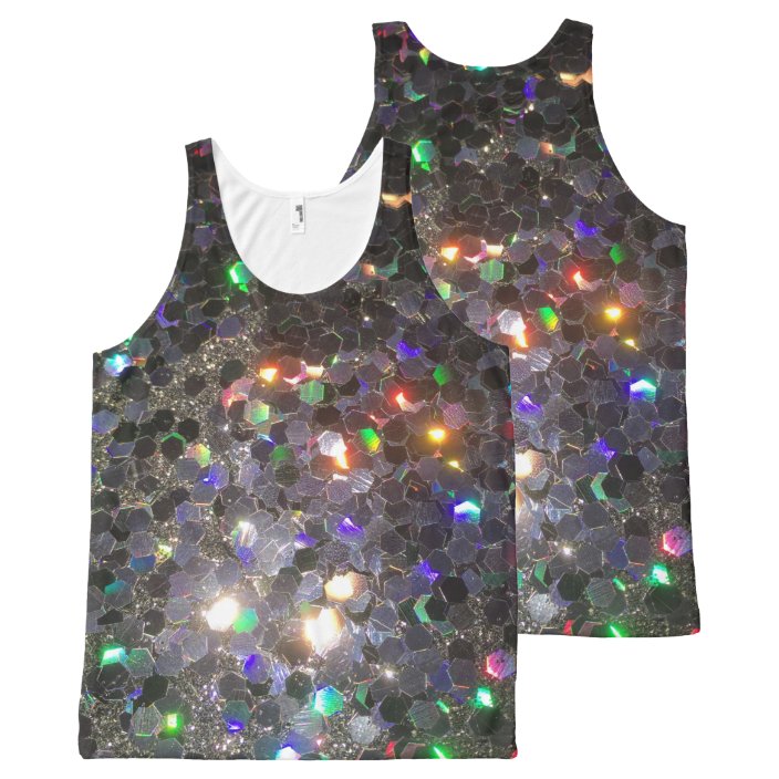 Glitz Glitter Black Hologram Racer Back Holo All Over Print Tank Top Zazzle Com