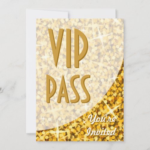 Glitz "Gold" curve "VIP Pass" invitation
