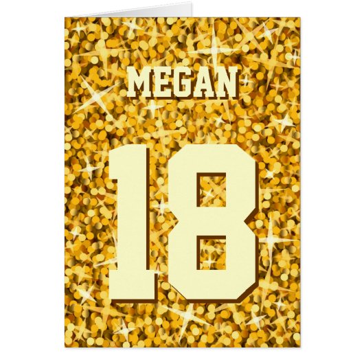 Glitz Gold 'Name and Age' 'Happy Birthday' card (Front)
