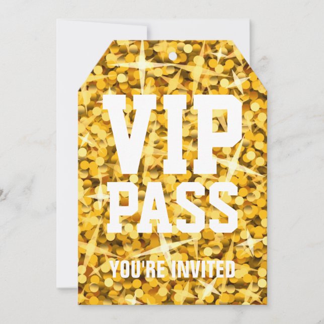 Glitz "Gold" 'VIP PASS' invitation tag (Front)