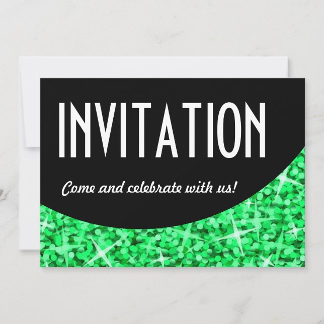 Glitz Green black curve 'Invitation' invitation (Front)