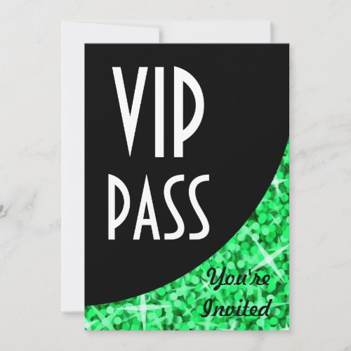 Glitz Green black curve VIP Pass invitation