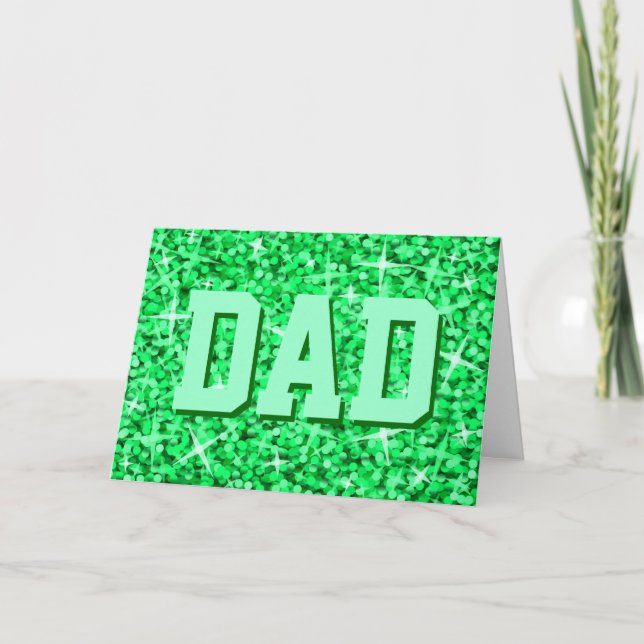 Glitz Green 'DAD' 'Happy Father's Day' card (Front)