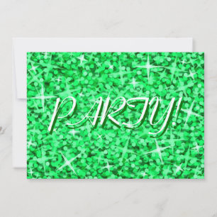 Glitz Green 'Party!' invitation St Patrick's Day