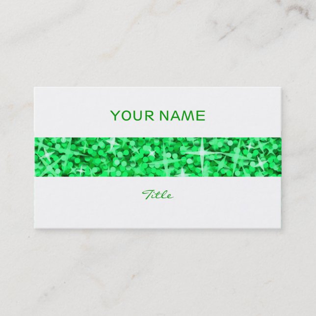 Glitz Green stripe business card white back (Front)