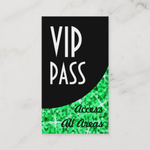 Glitz Green 'VIP Pass' Black Curve business card