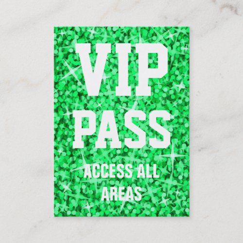 Glitz Green 'VIP PASS' business card chubby