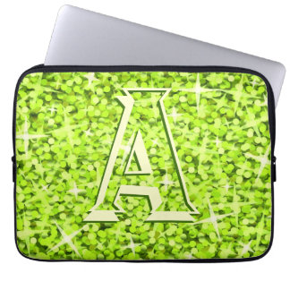 Glitz Lime 'monogram' laptop sleeve 13 inch