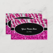 Glitz Mix Pink Zebra Purple black oval Business Card (Front/Back)