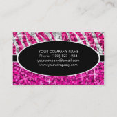 Glitz Mix Pink Zebra Purple black oval Business Card (Back)