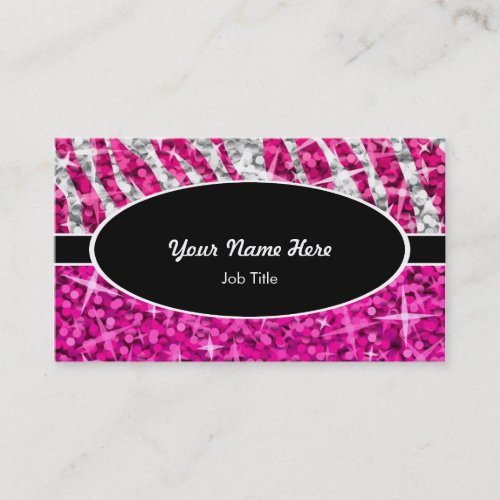 Glitz Mix Pink Zebra Purple black oval Business Card