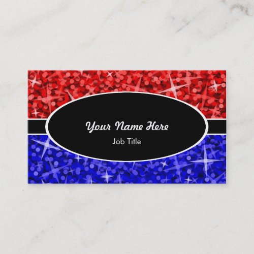 Glitz Mix Red Blue black oval business card