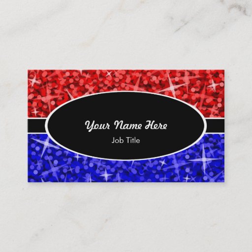 Customizable Glitz Mix Red Blue black oval business card