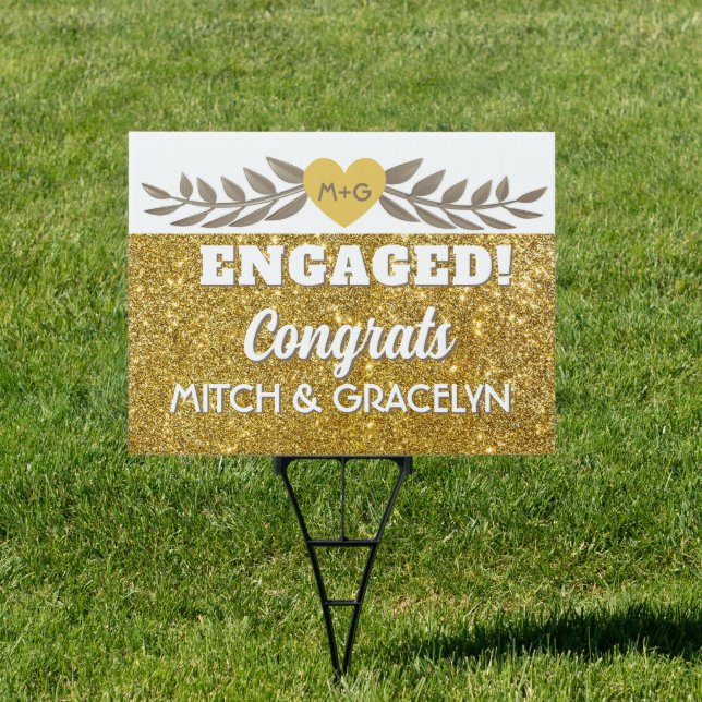 Glitz 'n glamour! Custom Engagement yard sign (Insitu)