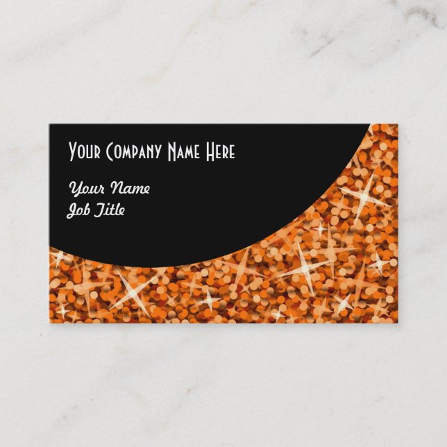 Glitz Orange Black Curve business card template (Front)