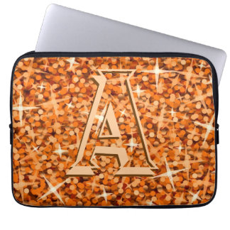 Glitz Orange 'monogram' laptop sleeve 13 inch