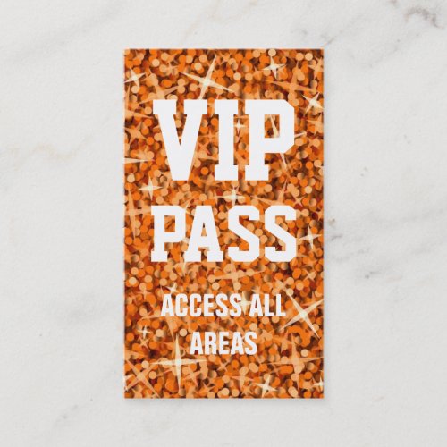 Glitz Orange VIP PASS business card