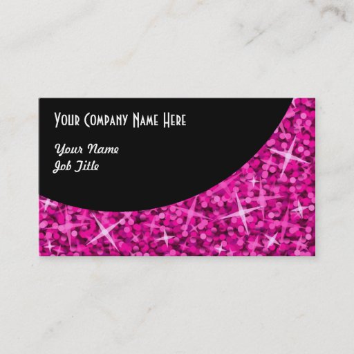 Customizable Glitz Pink Black Curve business card template
