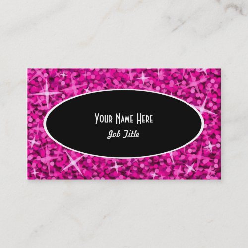 Glitz Pink Black Oval business card template