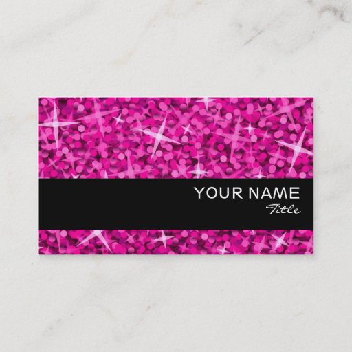 Customizable Glitz Pink Black stripe business card template