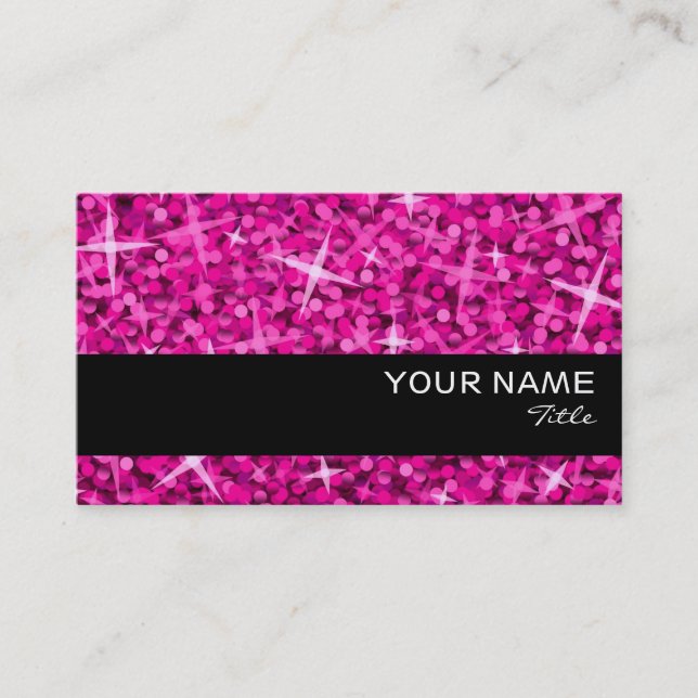 Glitz Pink Black stripe business card template (Front)