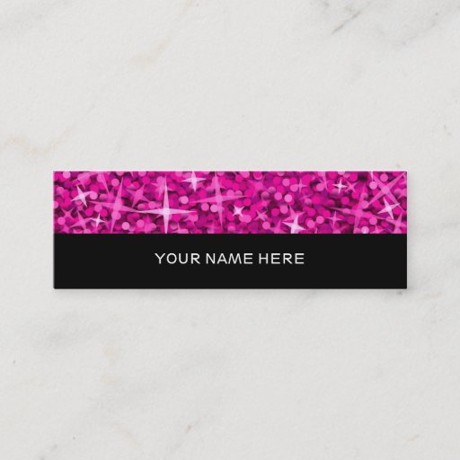 Customizable Glitz Pink business card skinny black